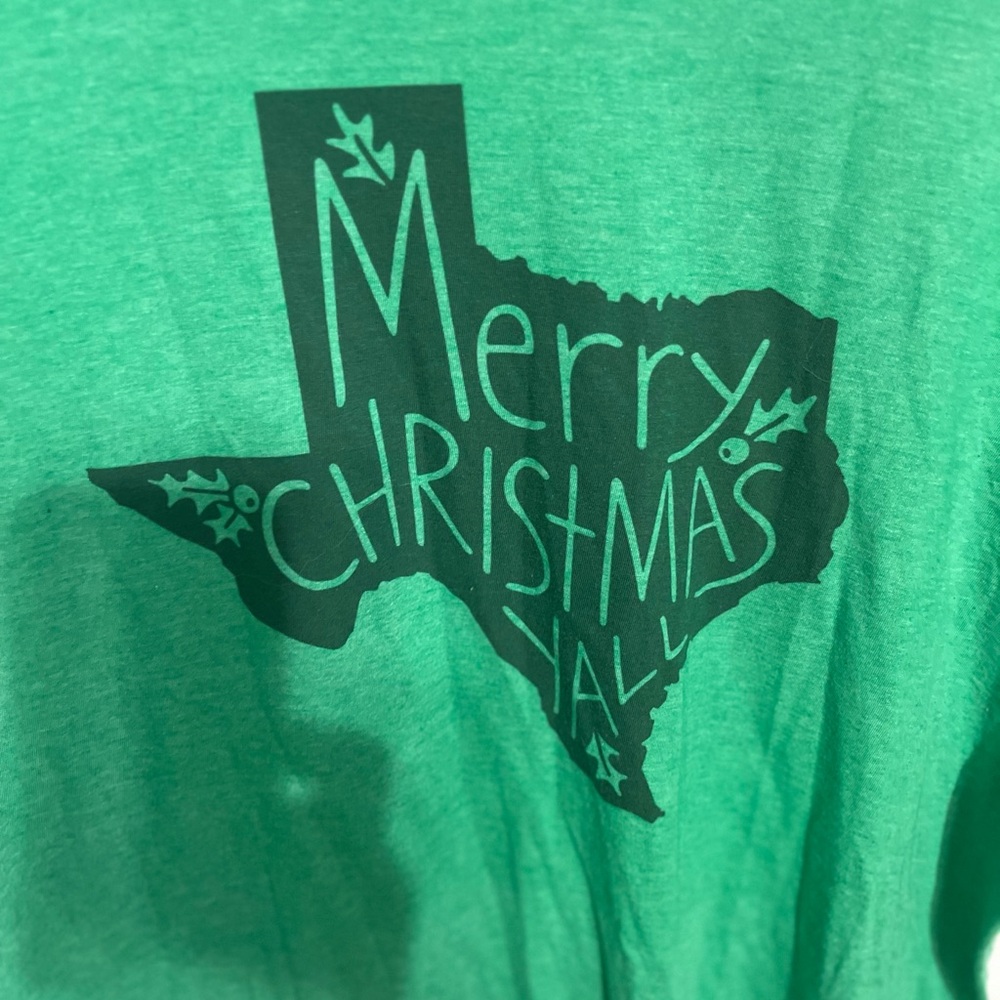 ❤️ 2XL Green Merry Christmas Y'all Graphic T-Shirt - Picture 4 of 9